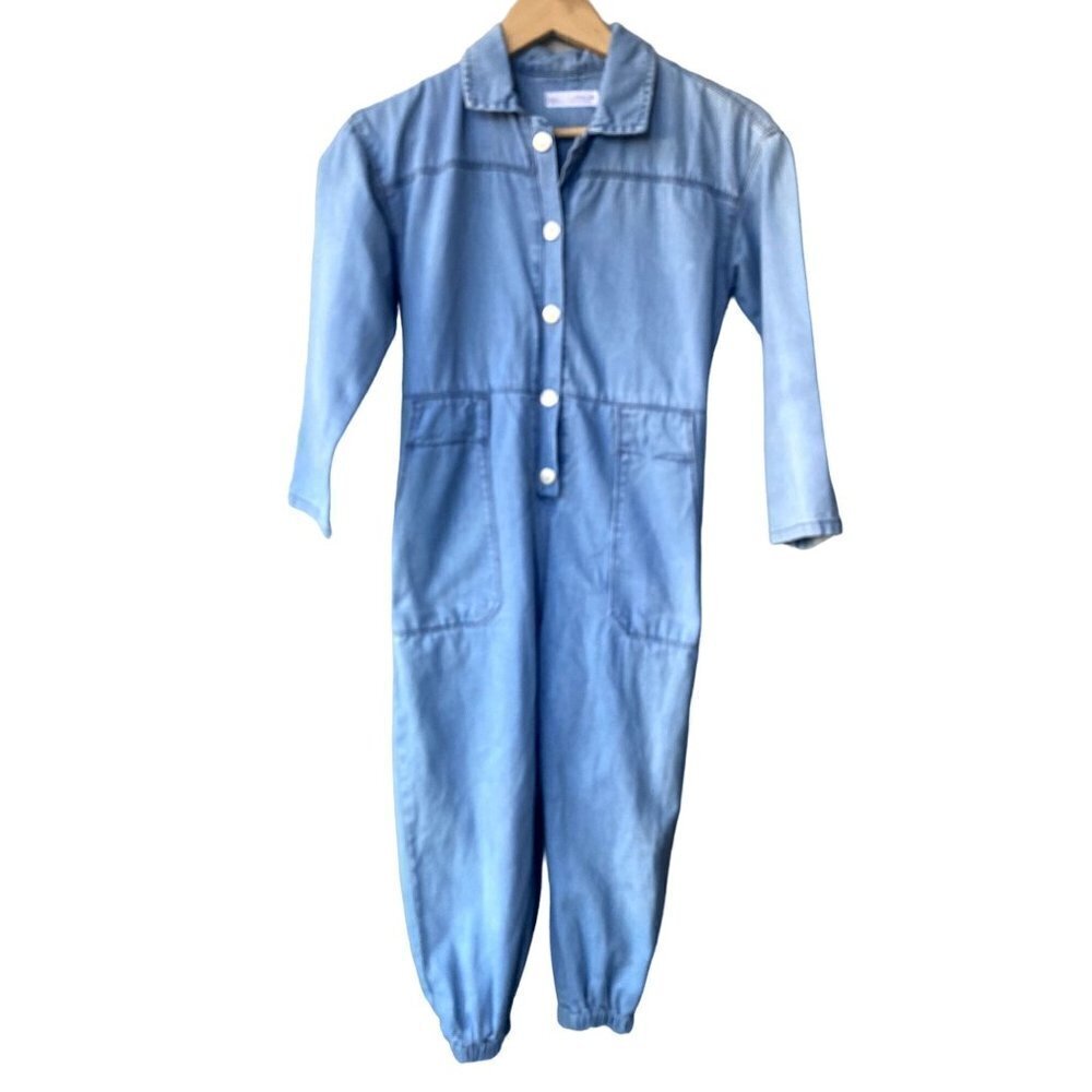 Zara Girl Worker Denim Long Sleeve Cargo One Piece‎ Jumpsuit Size 11-12